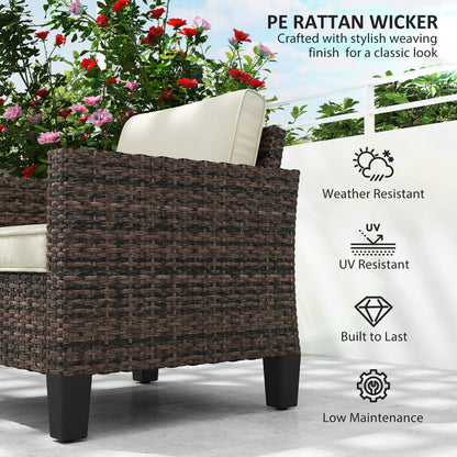 Fotel Outsunny Single Rattan z poduszkami - brązowy