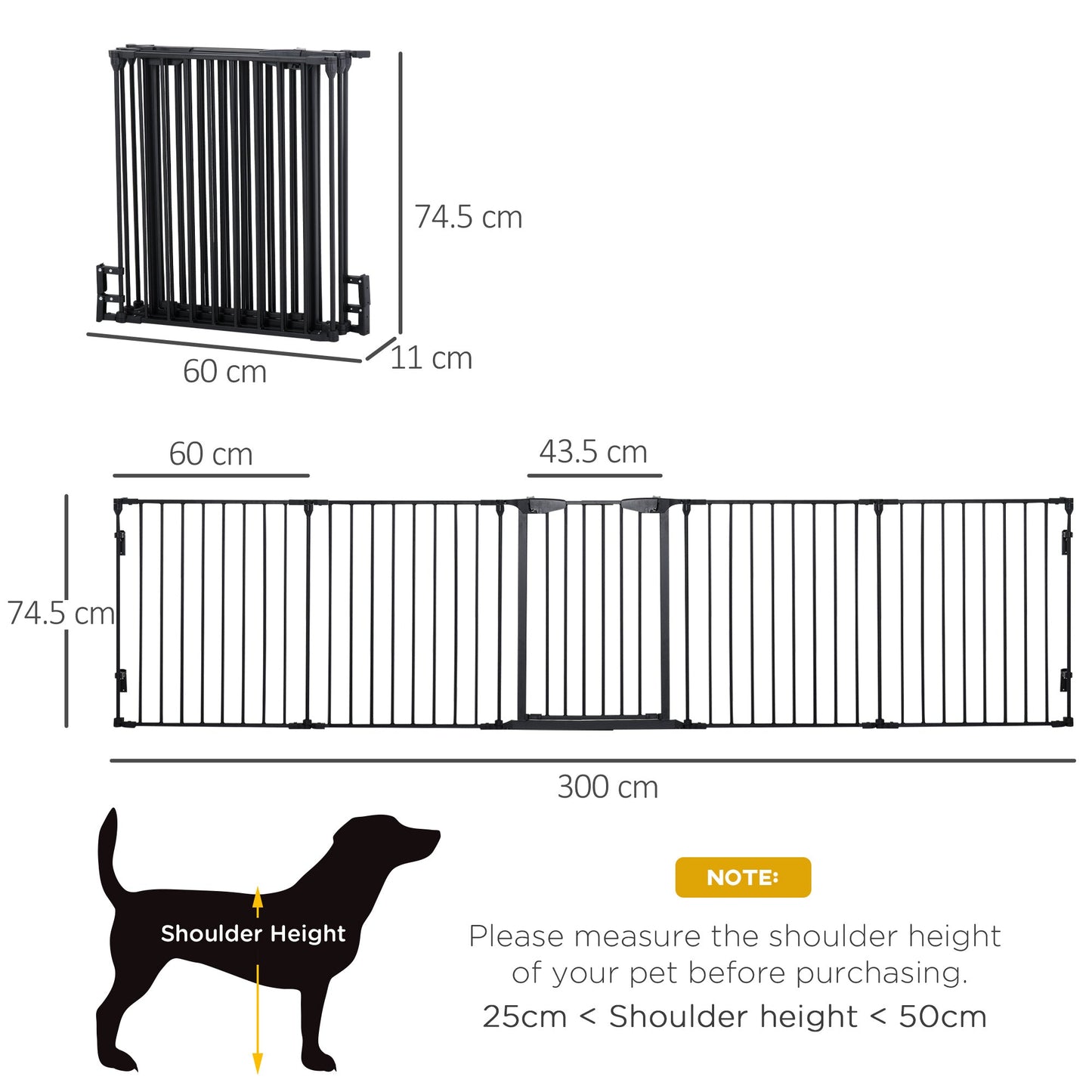 PawHut 5 Panels Pet Playpen Metal Fence w/ Walk Through Door - Black