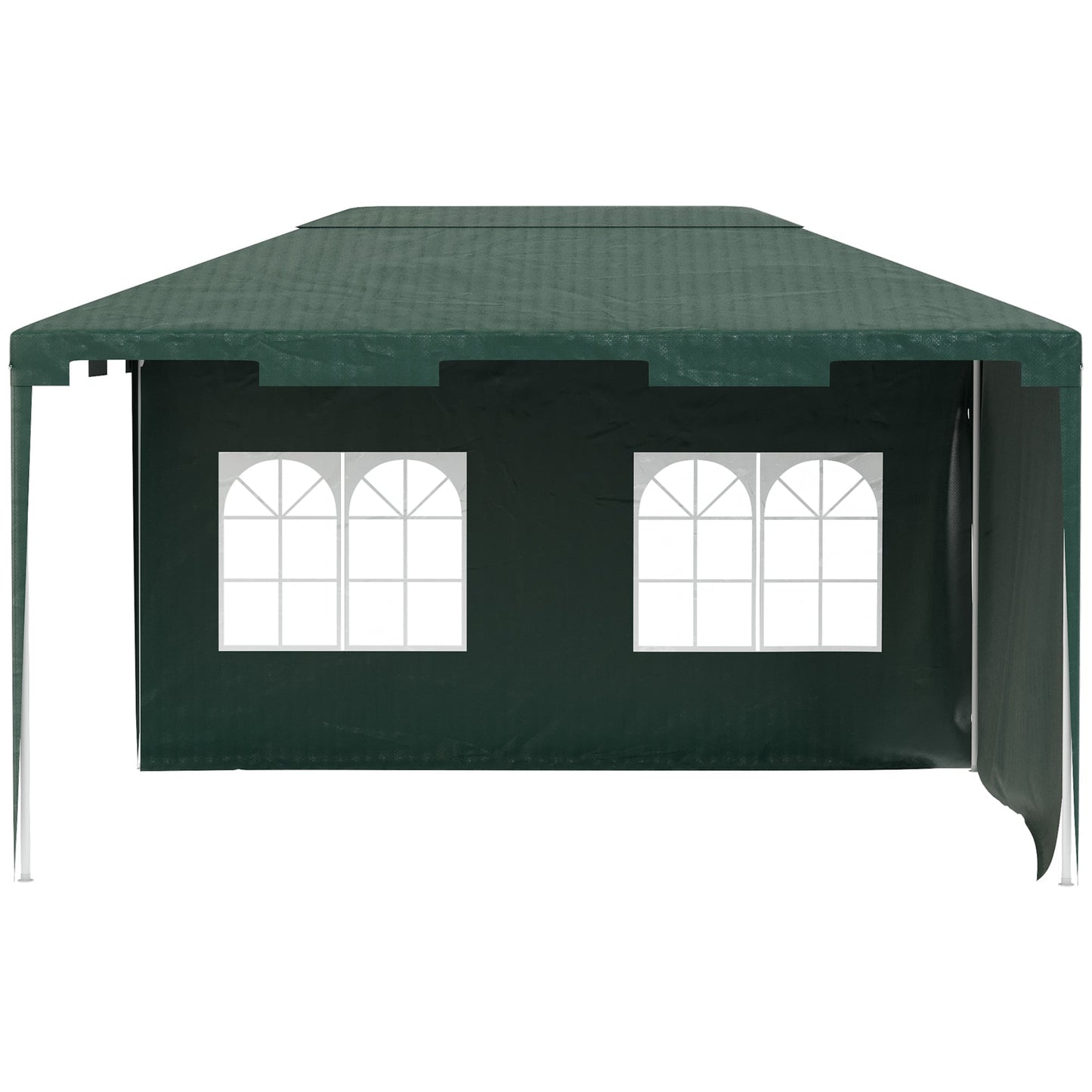 Outsunny 3 x 4 m Garden Gazebo Shelter Marquee Party Tent with 2 Sidewalls for Patio Yard Outdoor, Green