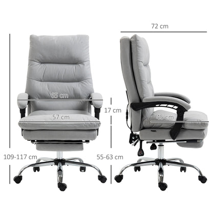 Vinsetto Office Chair, Ergonomic Desk Chair with 6-Point Vibration Massage and Back Heating, Microfibre Computer Gaming Chair with 135¡ Reclining Back and Footrest, Grey