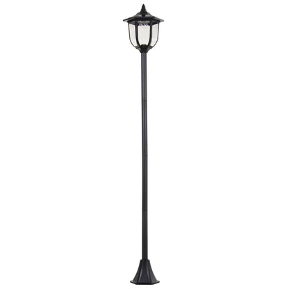 Outsunny 1.77m Tall Free-Standing ABS Garden Solar LED Lamp Post Black