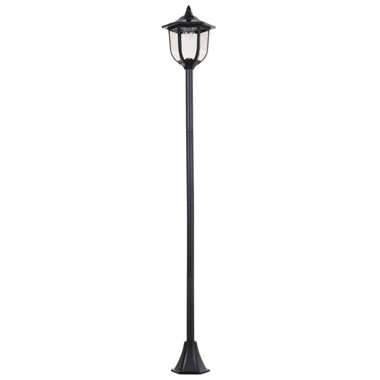 Outsunny 1.77m Tall Free-Standing ABS Garden Solar LED Lamp Post Black