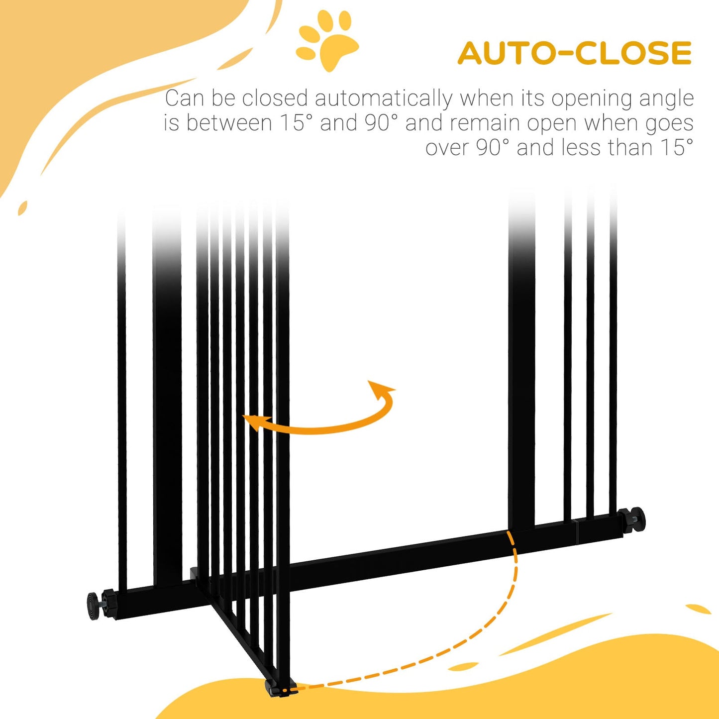 PawHut Metal Pet Baby Safety Gate سياج قابل للطي، أسود