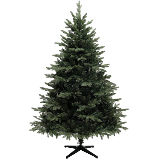 HOMCOM 6ft Artificial Spurce Christmas Tree with 1696 Branch Tips and Foldable Steel Base, Realistic Hinged Xmas Tree, Holiday DŽcor for Home Office, Green