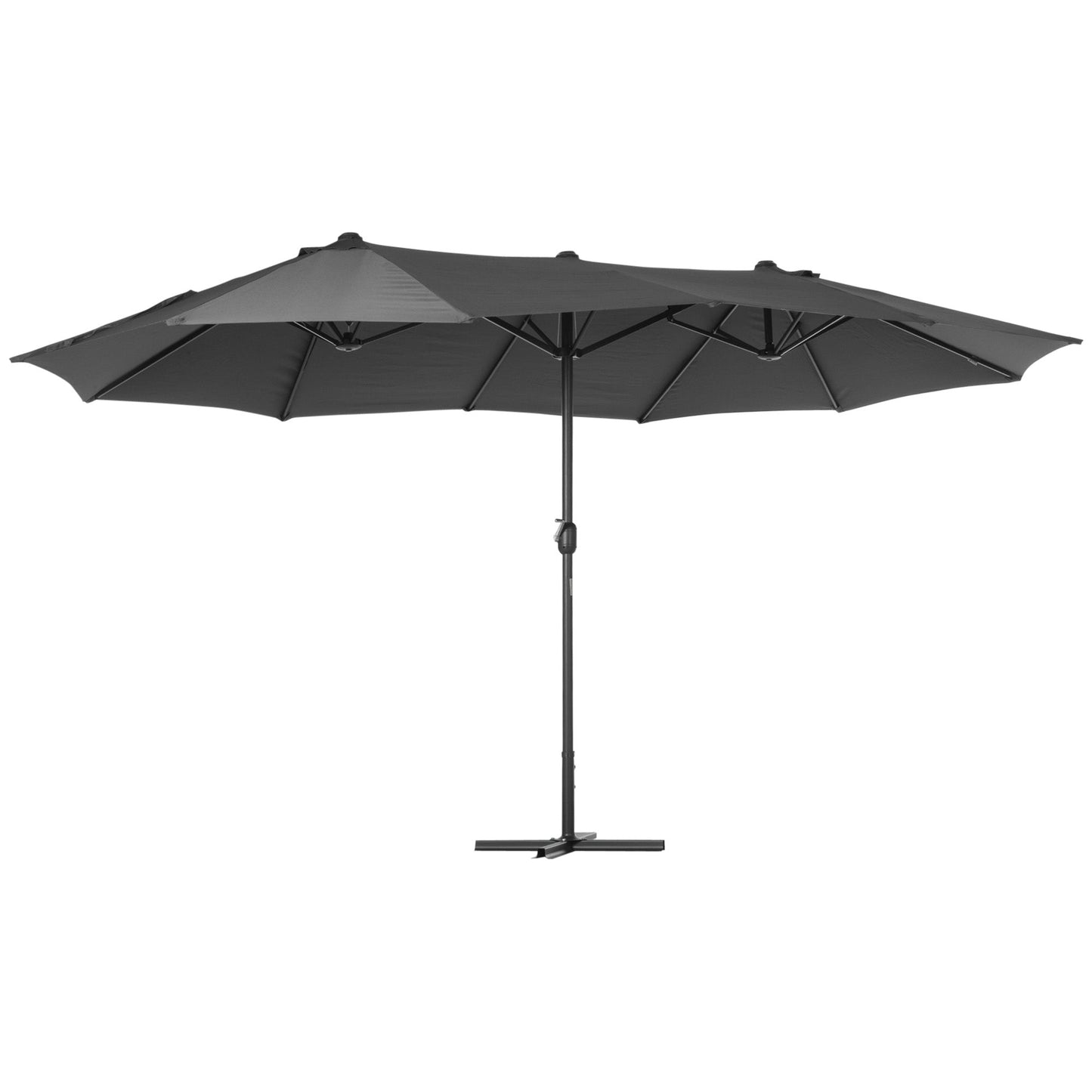 4.6m Garden Parasol Double-Sided Sun Umbrella Patio Market Shelter Canopy Shade Outdoor with Cross Base – Grey