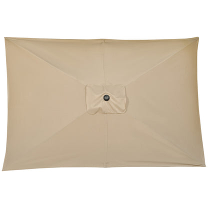 Outsunny 3x2m Parasol ogrodowy z baldachimem i korbą aluminiową, prostokątny, stalowy, khaki