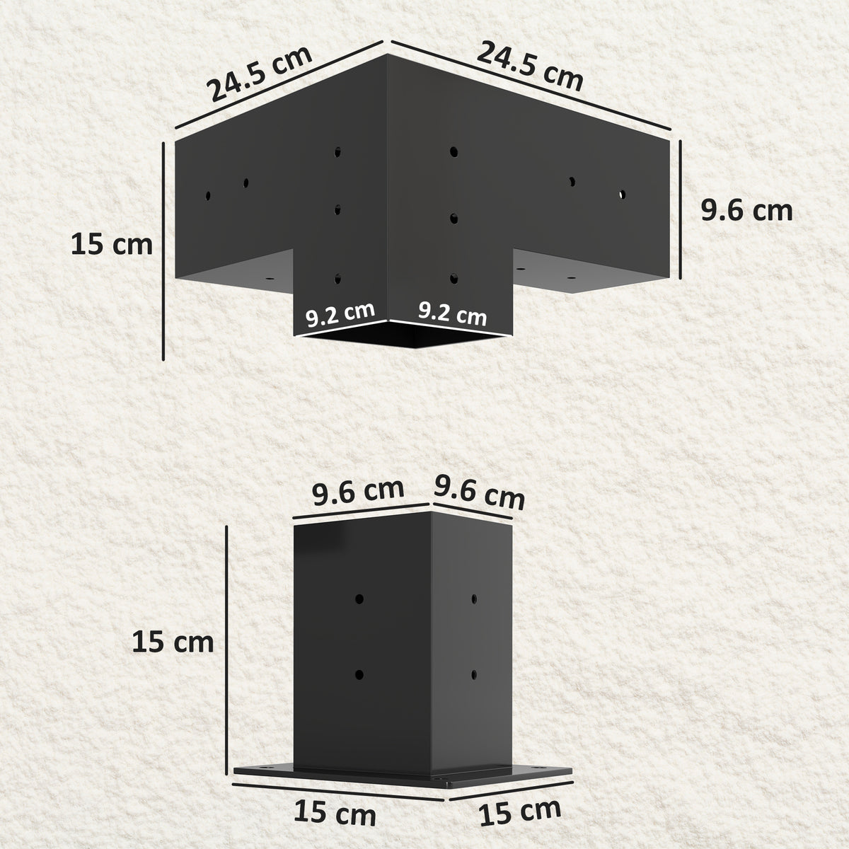 Outsunny Pergola Kit, DIY Pergola Brackets with 3-Way Pergola Corner Brackets and Post Base for 92mm Lumber