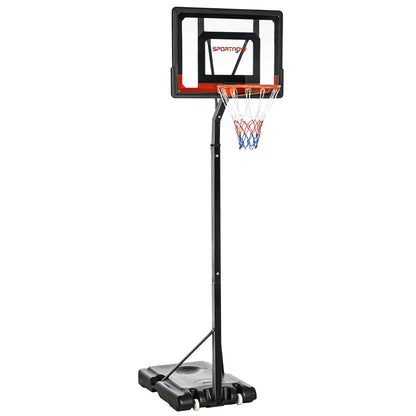 SPORTNOW 2.1-2.6m Adjustable Basketball Hoop and Basketball Stand w/ Backboard and Weighted Base, Portable on Wheels, Black