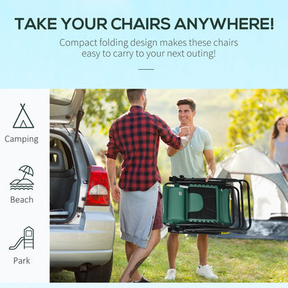 Outsunny Zero Gravity Lounger Chair Set of 2, Folding Reclining Patio Chair with Padded Seat, Cup Holder, Soft Cushion and Headrest for Poolside, Camping, Green