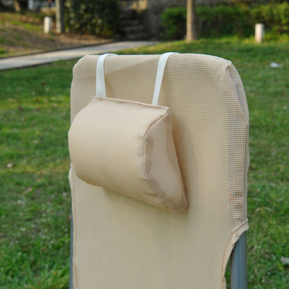 Outsunny Outdoor składany leżak ogrodowy z regulowanym oparciem i poduszką zagłówka, beżowy