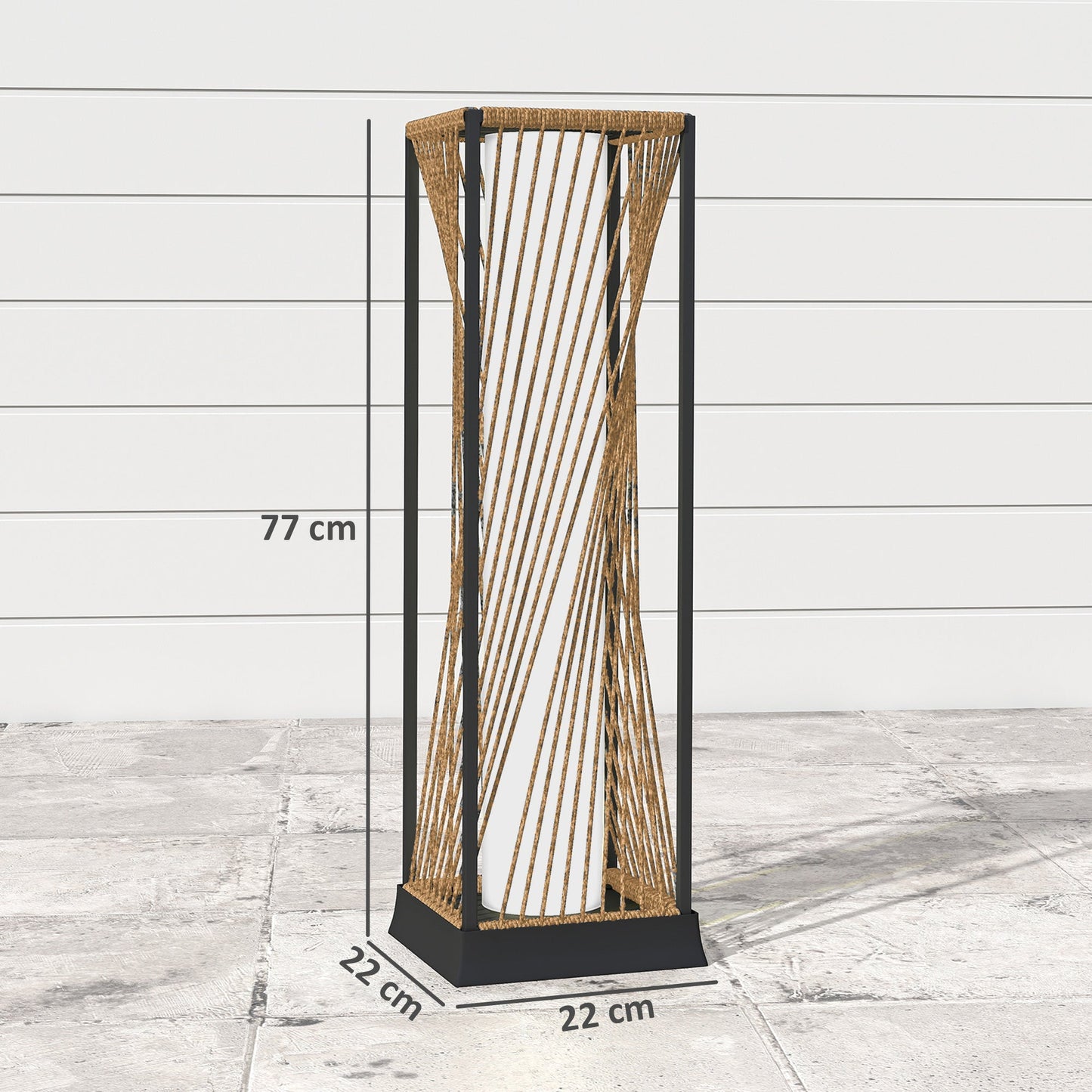 Outsunny Rattan Solar Garden Lights, Auto On/Off LED Floor Lamp, Sand Brown