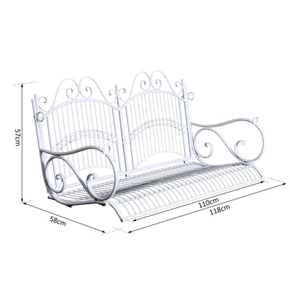 Outsunny Metal 2-Seater Outdoor Garden Swing Bench White