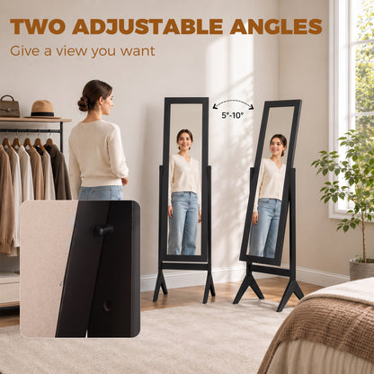 HOMCOM Freestanding Adjustable Angle Dressing Mirror, Full Length Mirror for Bedroom, Living Room, 148 x 47 cm, Black