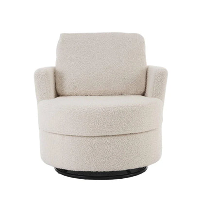 Teddy Swivel Recliner with Back Cushion, Thick Foam Pad, 360° Swivel, 78.5x83x86 cm, White