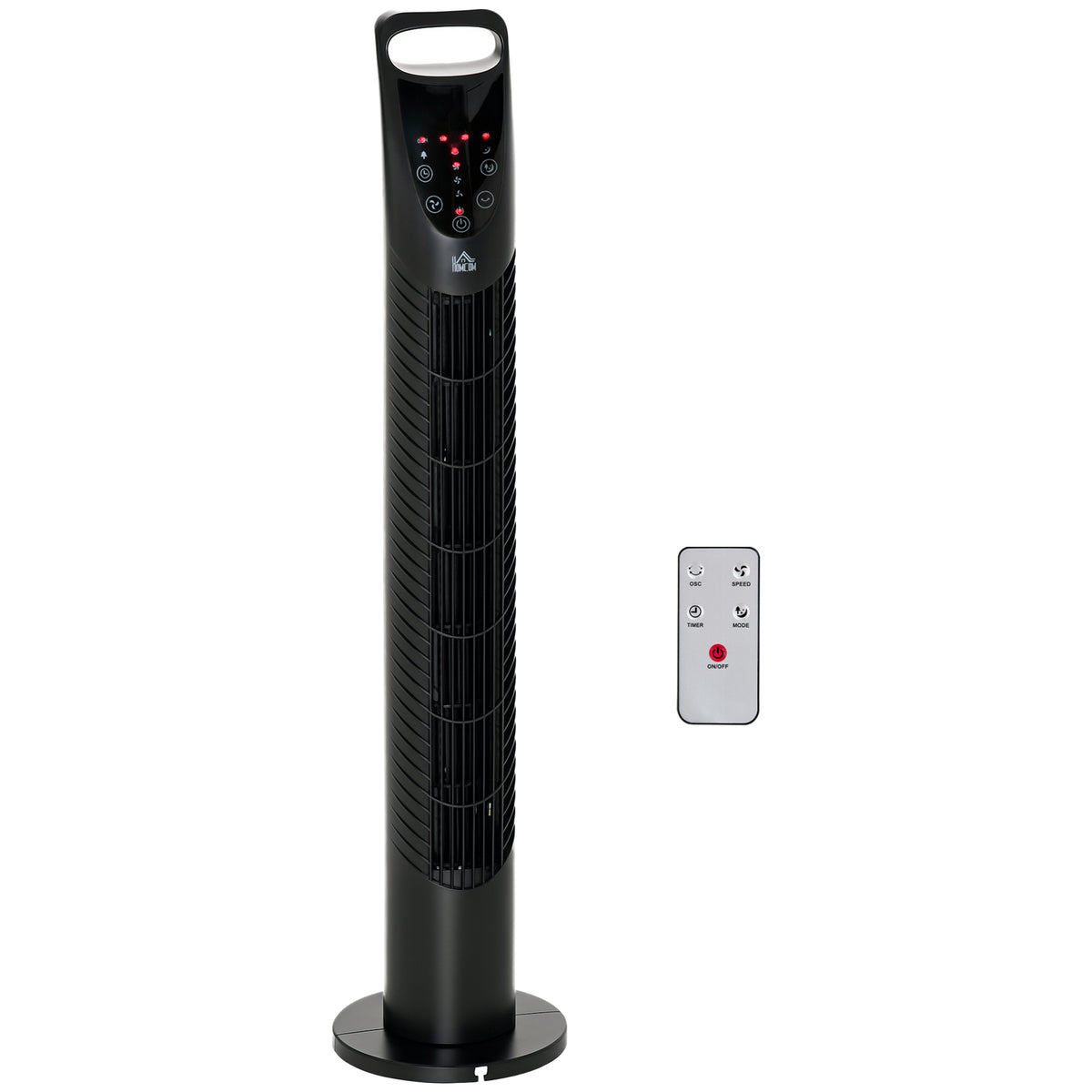 HOMCOM 31 Inch Bladeless Oscillating Tower Fan with 70° Oscillation, Remote Control, 7.5H Timer, 3 Speed 3 Modes, Electric Floor Standing Cooling Fan for Home Bedroom Office, Black