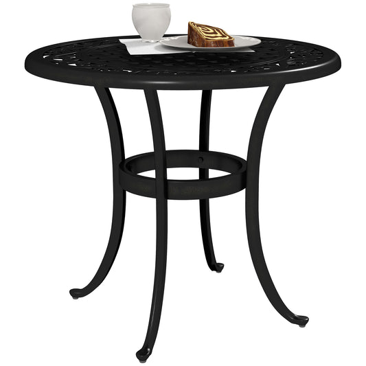 Outsunny 60cm okrągły stół ogrodowy, zewnętrzny pusty blat, stolik boczny z odlewaną aluminiową ramą na patio, do ogrodu, na balkon, czarny