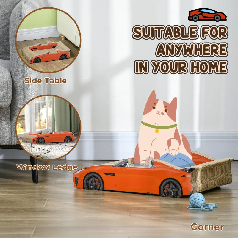 PawHut 2 in 1 Cat Scratching Board with Catnip, Car-shaped