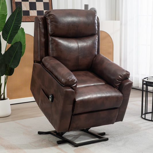 HOMCOM Faux Leather 70√Ç¬∞ Elektryczny fotel rozkładany Riser, Ciemny brąz