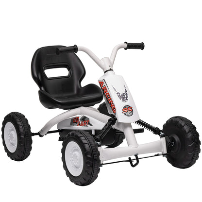 AIYAPLAY Kids Pedal Go Kart with Steel Frame, Sporty Design, for Ages 2-5 Years, White