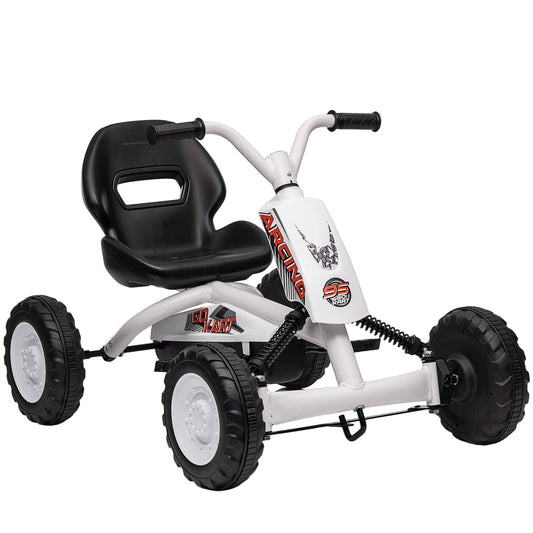 AIYAPLAY Kids Pedal Go Kart with Steel Frame, Sporty Design, for Ages 2-5 Years, White