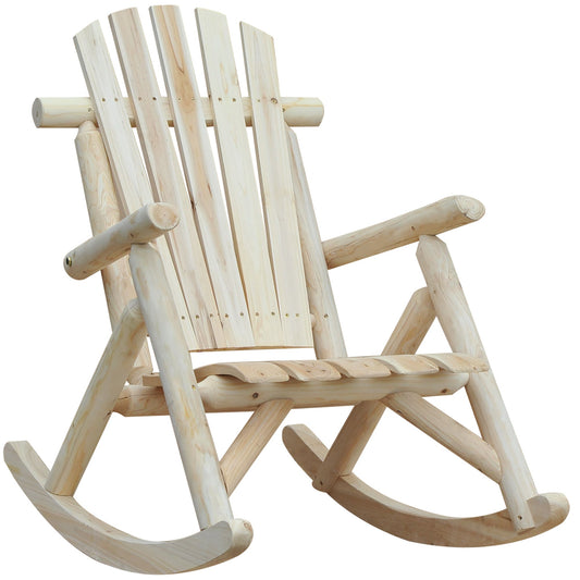Outsunny Adirondack Chair Cedar Wood Ergonomiczny fotel bujany Porch Rocker Garden Traditional - Burlywood