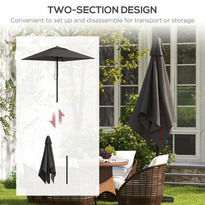 مظلة Outsunny Patio Parasol مع فتحة تهوية، مظلة طاولة سوق الحديقة، مظلة شمسية مع جانب الأنابيب، رمادي