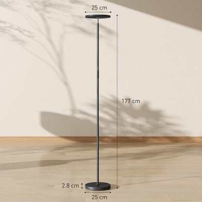 HOMCOM RGB Uplighter Floor Lamp, Tall Dimmable Standing Lamp with Remote & Touch Control, 350Â° Rotatable Head for Living Room Bedroom, 2700K-6000K Colour Temperatures, Black