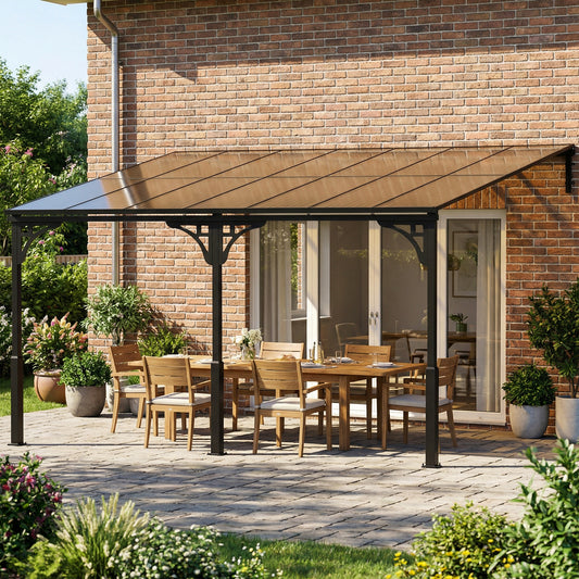 Outsunny Metal Lean-to Pergola in Brown, image 2