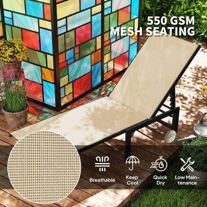 Leżak Outsunny Reclining Sun Lounger - Khaki