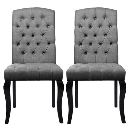 107cm Height Set of 2 Comfortable Linen Buttoned Dining Chairs