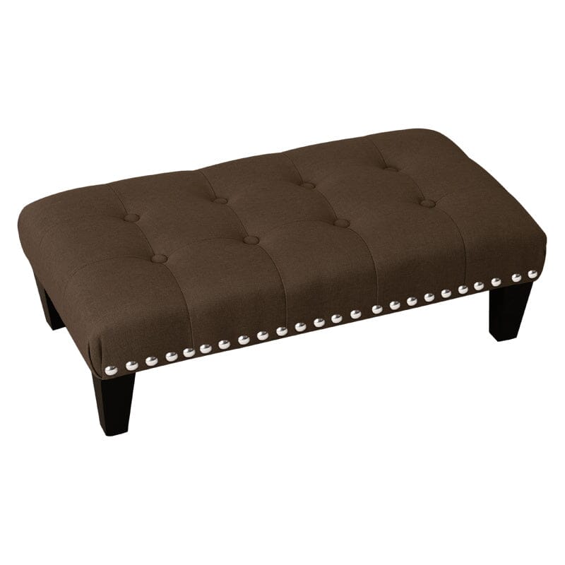 Vintage Button-tufted Rectangular Linen Footstool Set