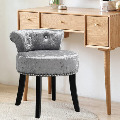 Velvet Upholstery Round Accent Chair Dressing Stool