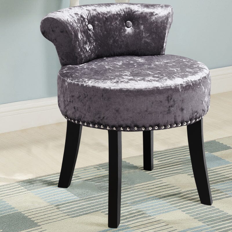 Velvet Upholstery Round Accent Chair Dressing Stool