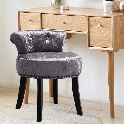 Velvet Upholstery Round Accent Chair Dressing Stool