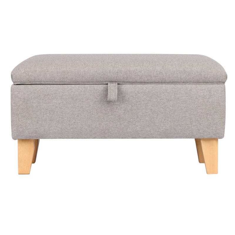 Linen Upholstered Storage Ottoman Footstool