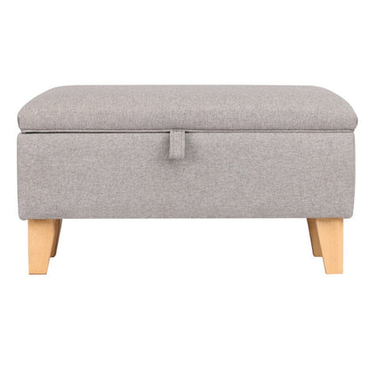 Linen Upholstered Storage Ottoman Footstool