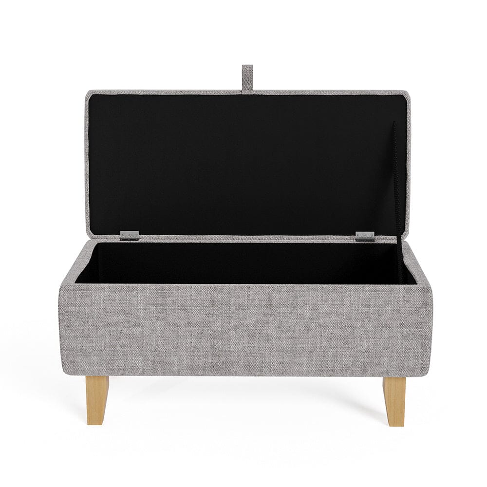 Linen Upholstered Storage Ottoman Footstool