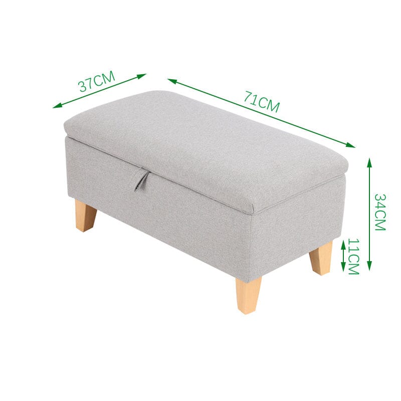 Linen Upholstered Storage Ottoman Footstool