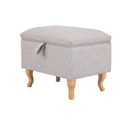 Linen Upholstered Storage Ottoman Footstool