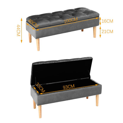 100cm Velvet Upholstered Storage Bench