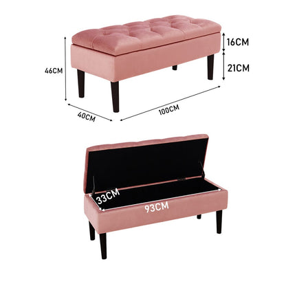 100cm Velvet Upholstered Storage Bench