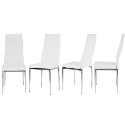 Set of  White Electroplated Dining Chairs in PVC