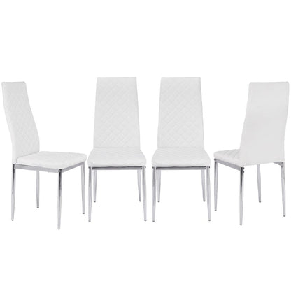 Set of  White Electroplated Dining Chairs in PVC
