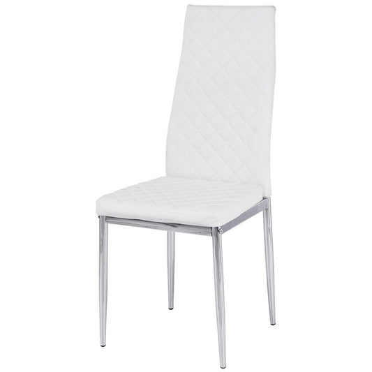 Set of  White Electroplated Dining Chairs in PVC