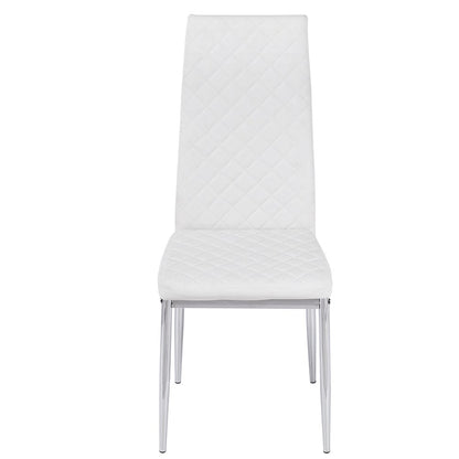 Set of  White Electroplated Dining Chairs in PVC