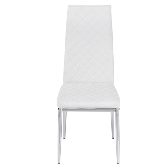 Set of  White Electroplated Dining Chairs in PVC