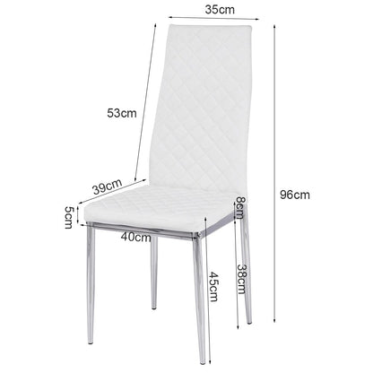 Set of  White Electroplated Dining Chairs in PVC