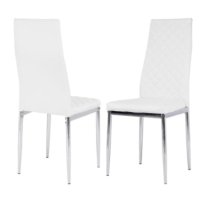 Set of  White Electroplated Dining Chairs in PVC