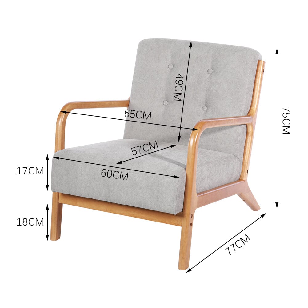 Wood Single Sofa Lounge Chair with Cushion