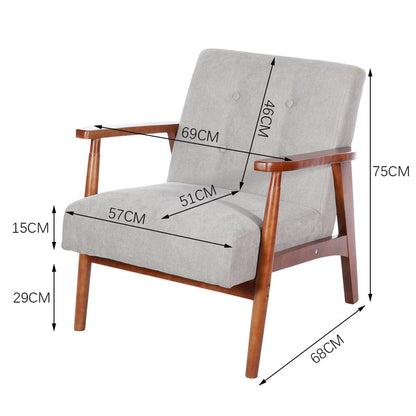 Wood Single Sofa Lounge Chair with Cushion